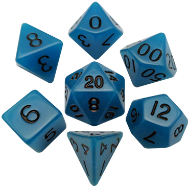 Dice Metallic Dice Co: Poly 7 Set Acrylic Glow in the Dark