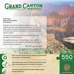 Puzzle Masterpieces:  550 piece Explore America Grand Canyon North Rim