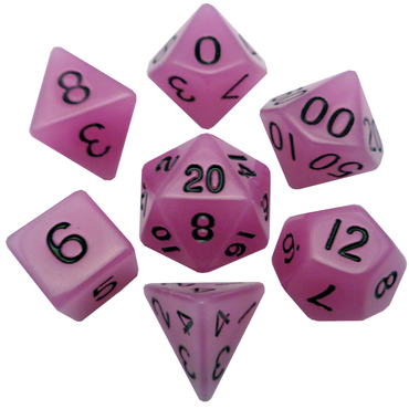 Dice Metallic Dice Co: Poly 7 Set Acrylic Glow in the Dark