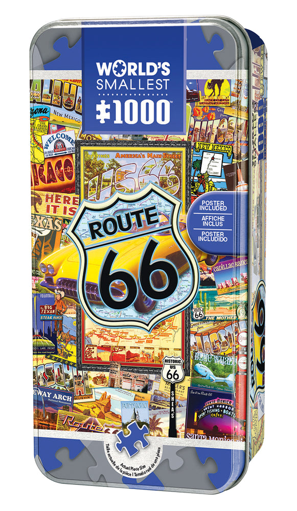 Puzzle Masterpieces: 1000 Piece World's Smallest - Route 66  in a Tin