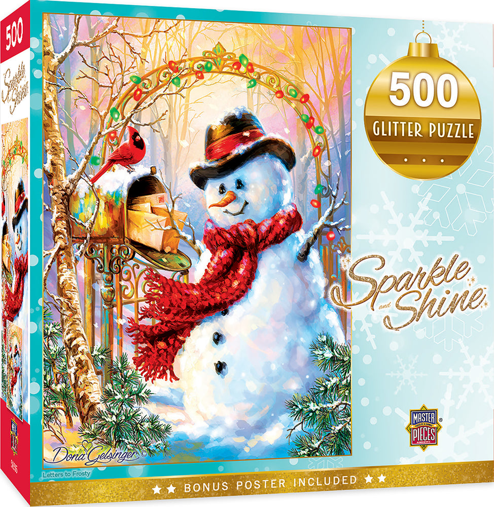 Puzzle Masterpieces:  500 Piece Glitter Holiday - Letters to Frosty