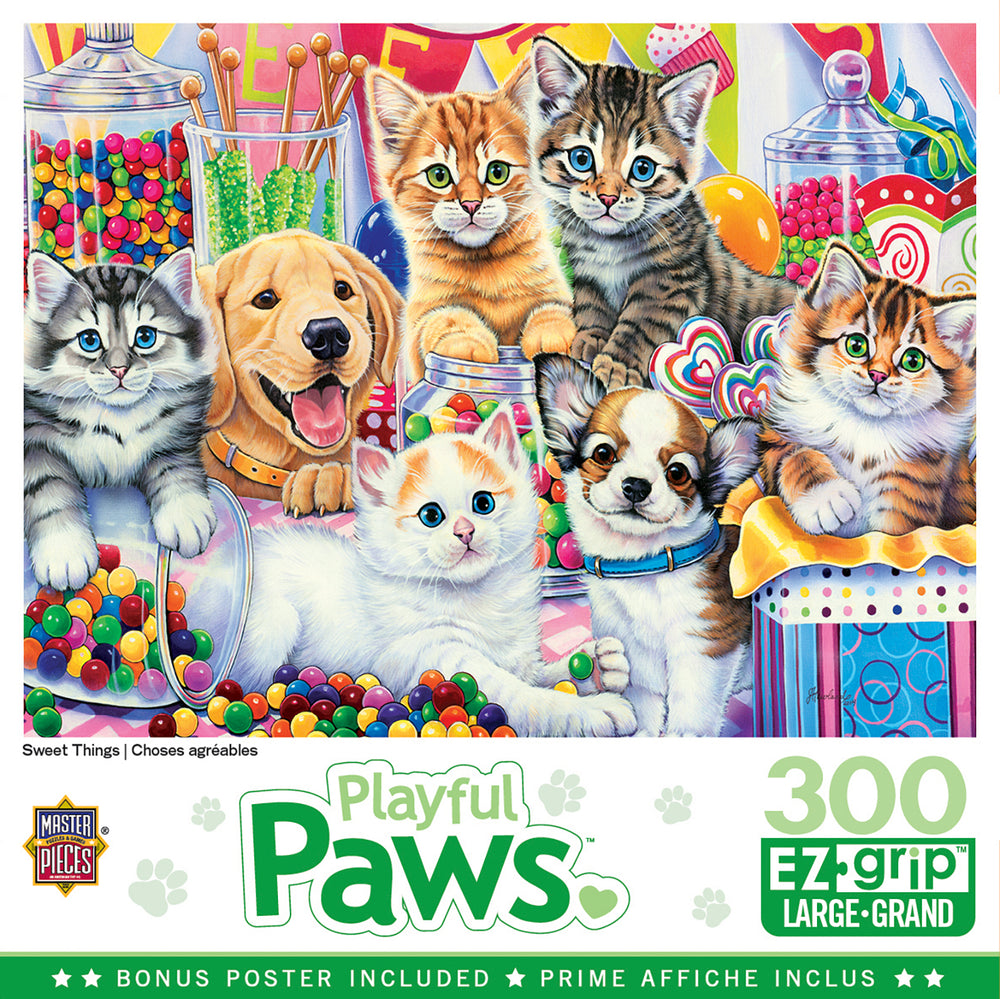 Puzzle Masterpieces:  300 piece EzGrip Playful Paws - Sweet Things
