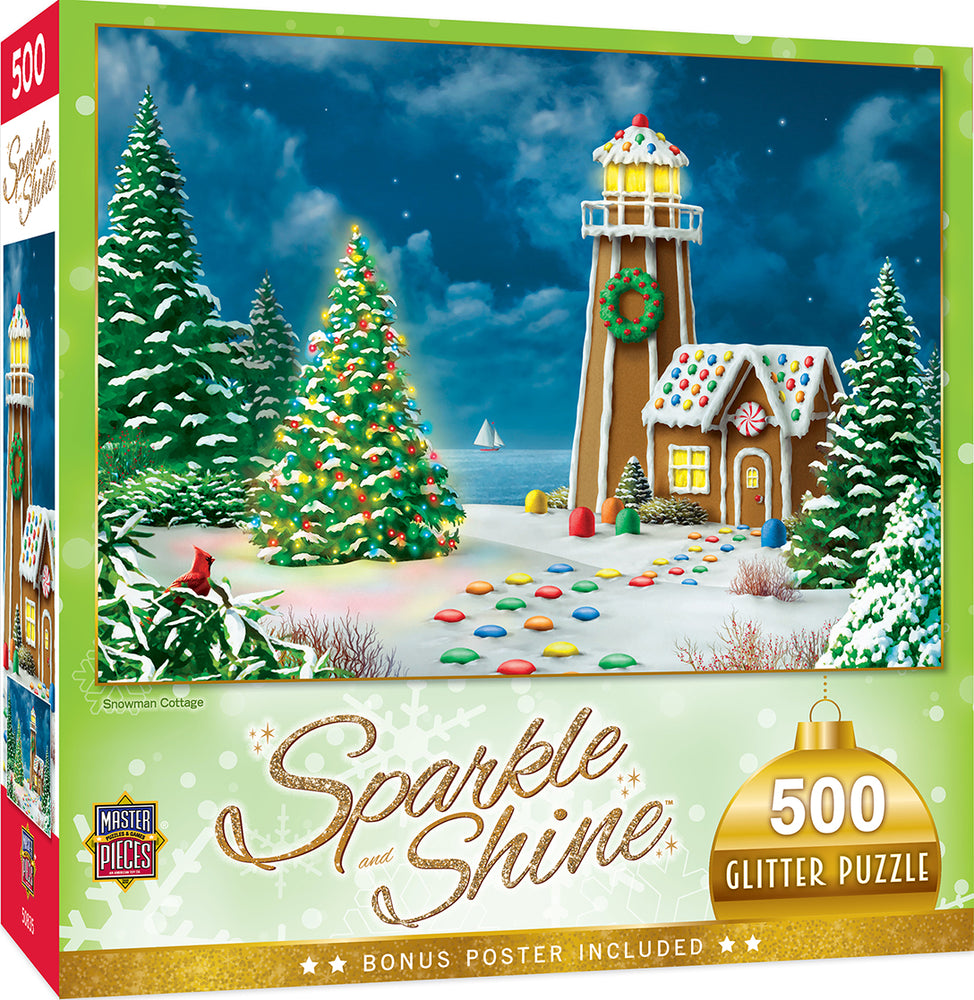 Puzzle Masterpieces:  500 Piece Glitter Holiday - Gingerbread Light