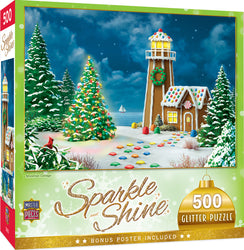 Puzzle Masterpieces:  500 Piece Glitter Holiday - Gingerbread Light