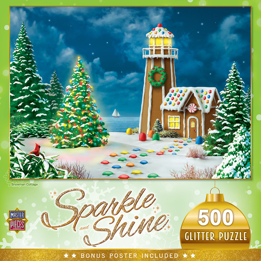 Puzzle Masterpieces:  500 Piece Glitter Holiday - Gingerbread Light