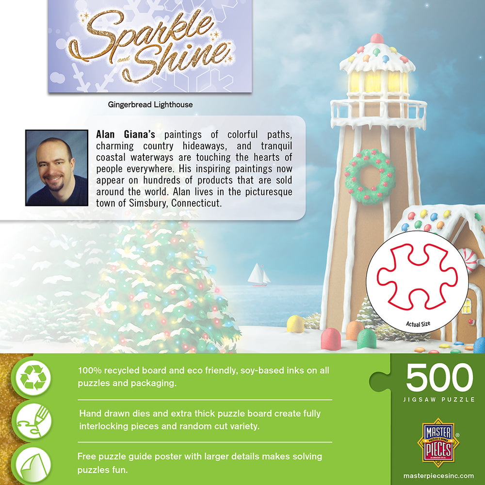 Puzzle Masterpieces:  500 Piece Glitter Holiday - Gingerbread Light