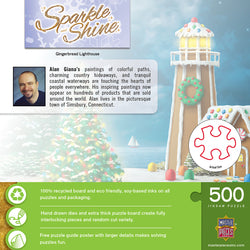 Puzzle Masterpieces:  500 Piece Glitter Holiday - Gingerbread Light