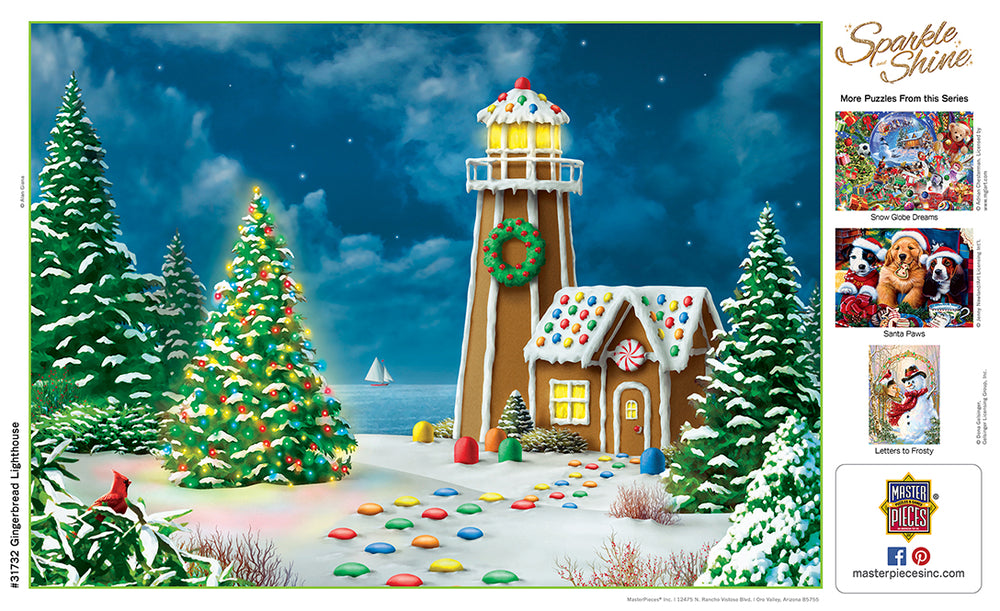 Puzzle Masterpieces:  500 Piece Glitter Holiday - Gingerbread Light