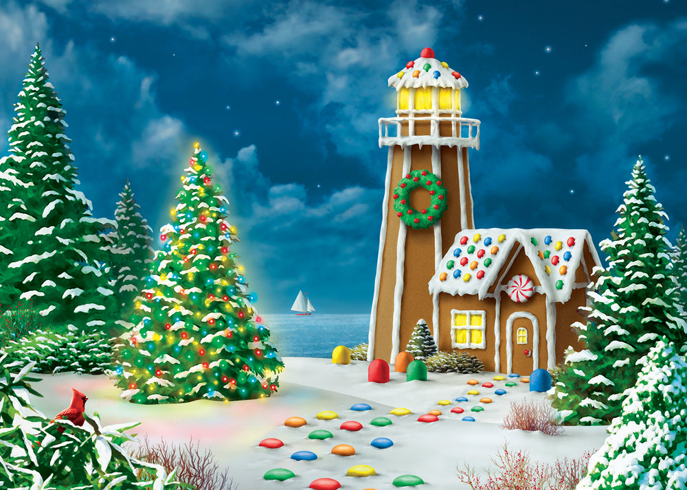 Puzzle Masterpieces:  500 Piece Glitter Holiday - Gingerbread Light