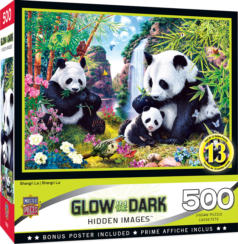 Puzzle Masterpieces:  500 Piece Hidden Images Glow In The Dark - Shangri La