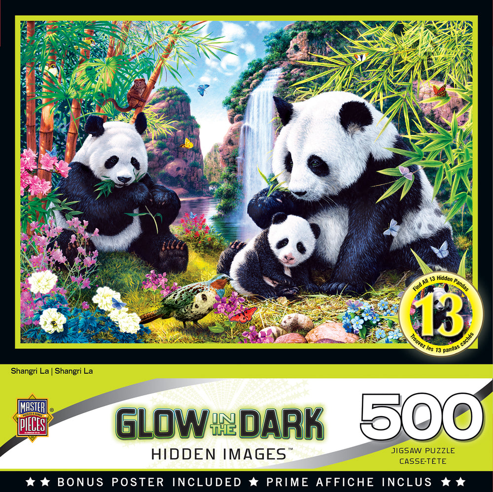 Puzzle Masterpieces:  500 Piece Hidden Images Glow In The Dark - Shangri La
