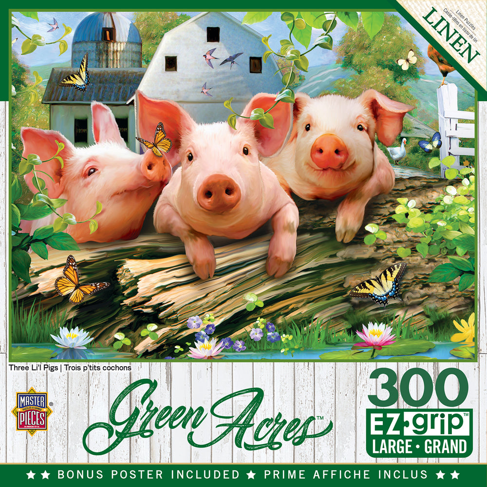 Puzzle Masterpieces:  300 piece EzGrip Green Acres - Three 'Lil Pigs