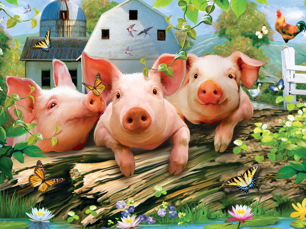 Puzzle Masterpieces:  300 piece EzGrip Green Acres - Three 'Lil Pigs