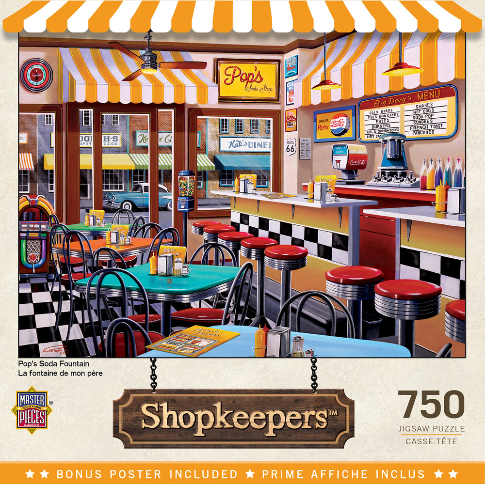 Puzzle Masterpieces:  750 Piece Shopkeepers - Pop's Soda Fountain