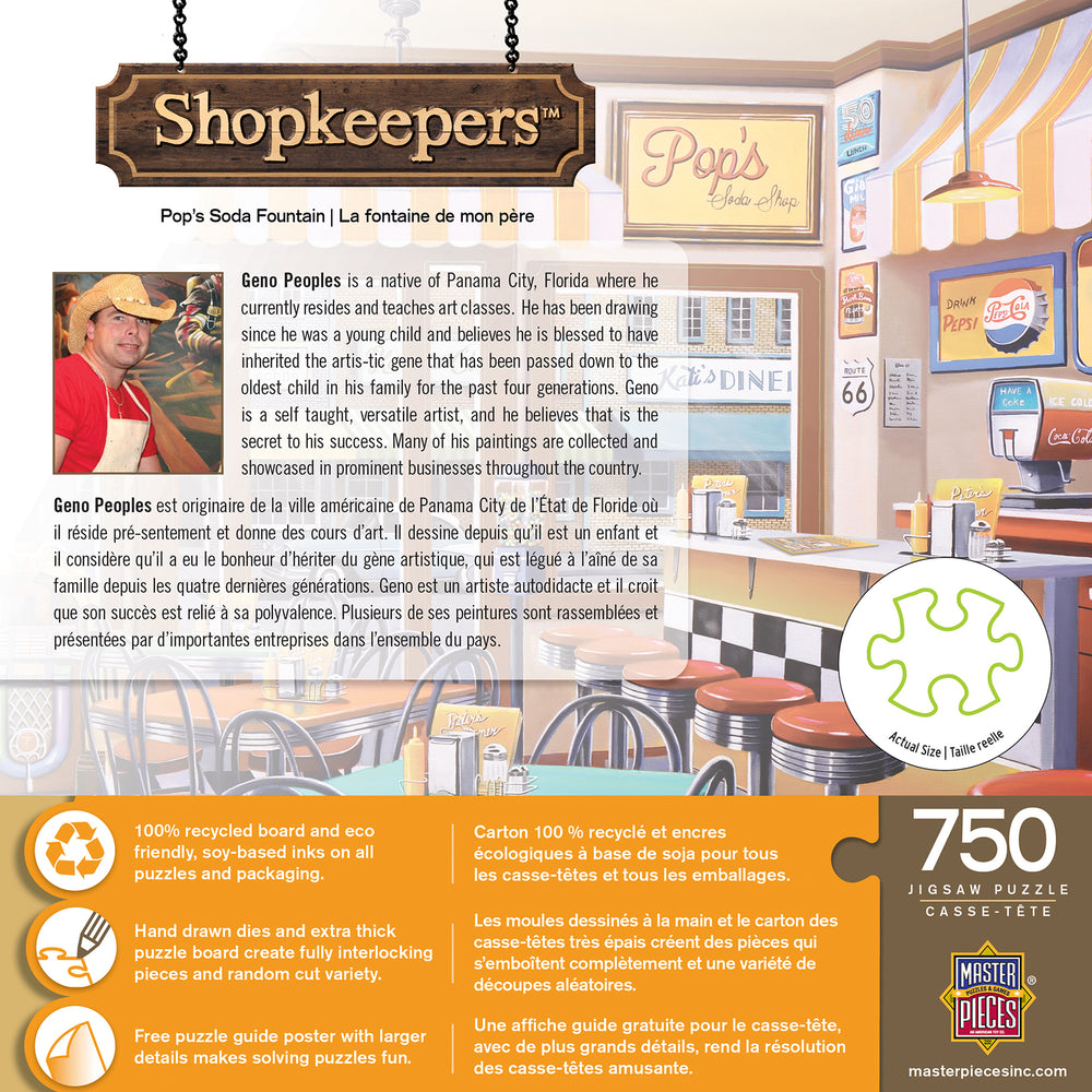 Puzzle Masterpieces:  750 Piece Shopkeepers - Pop's Soda Fountain