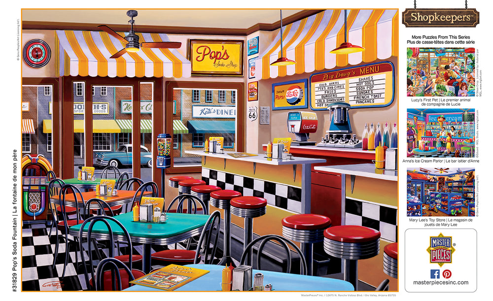 Puzzle Masterpieces:  750 Piece Shopkeepers - Pop's Soda Fountain