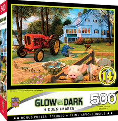 Puzzle Masterpieces:  500 Piece Hidden Images Glow In The Dark - Welcome Home