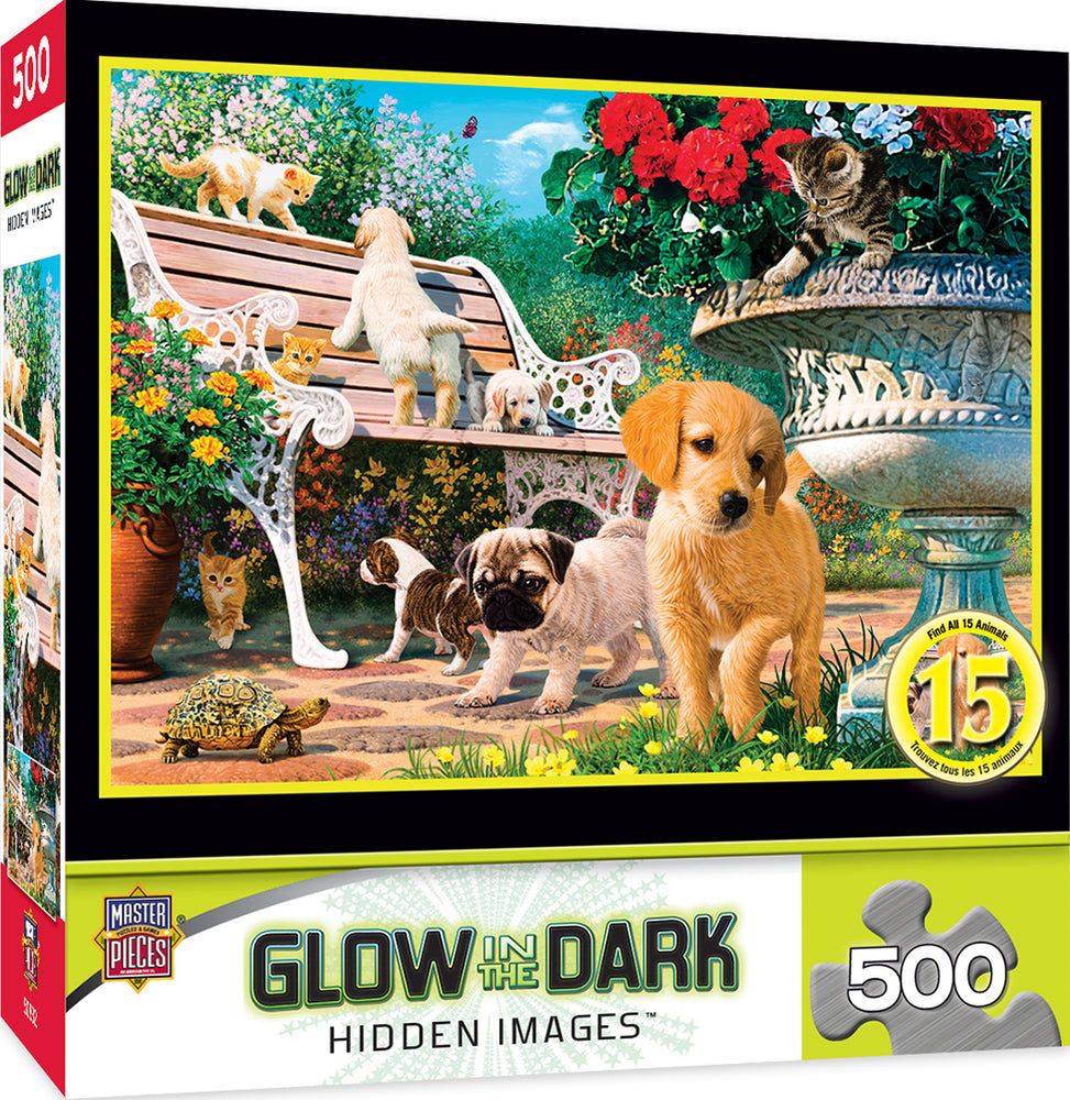 Puzzle Masterpieces:  500 Piece Hidden Images Glow In The Dark - Afternoon at the Park