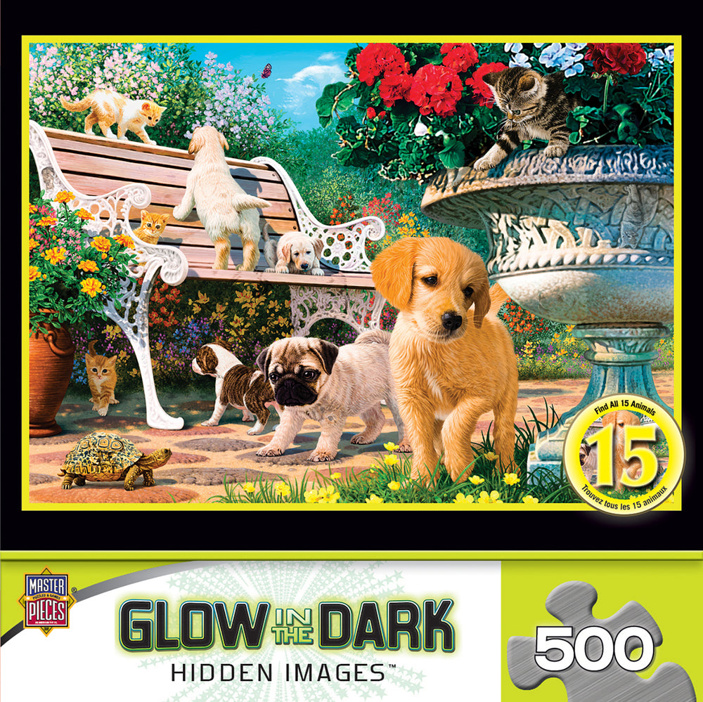 Puzzle Masterpieces:  500 Piece Hidden Images Glow In The Dark - Afternoon at the Park