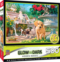 Puzzle Masterpieces:  500 Piece Hidden Images Glow In The Dark - Afternoon at the Park
