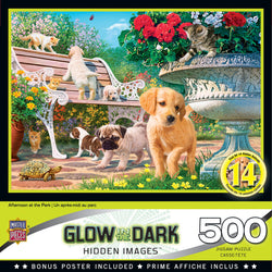 Puzzle Masterpieces:  500 Piece Hidden Images Glow In The Dark - Afternoon at the Park