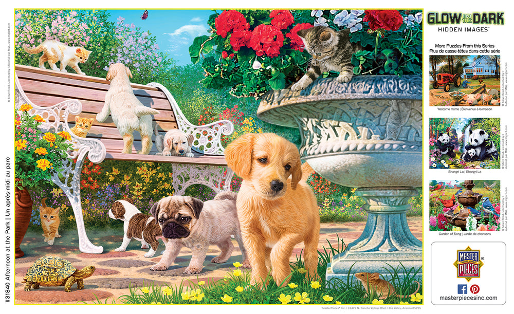Puzzle Masterpieces:  500 Piece Hidden Images Glow In The Dark - Afternoon at the Park