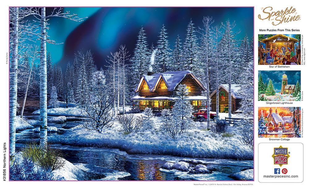 Puzzle Masterpieces:  500 Piece Glitter Holiday - Northern Lights