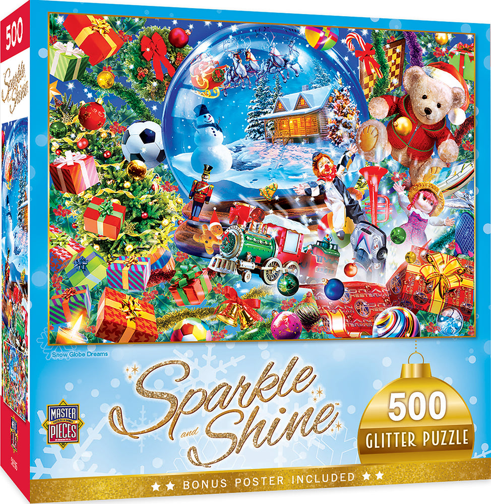Puzzle Masterpieces:  500 Piece Glitter Holiday - Snow Globe Dreams