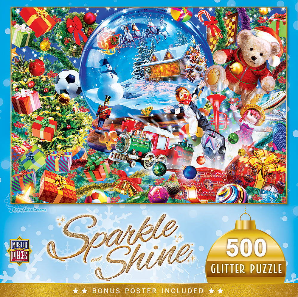 Puzzle Masterpieces:  500 Piece Glitter Holiday - Snow Globe Dreams
