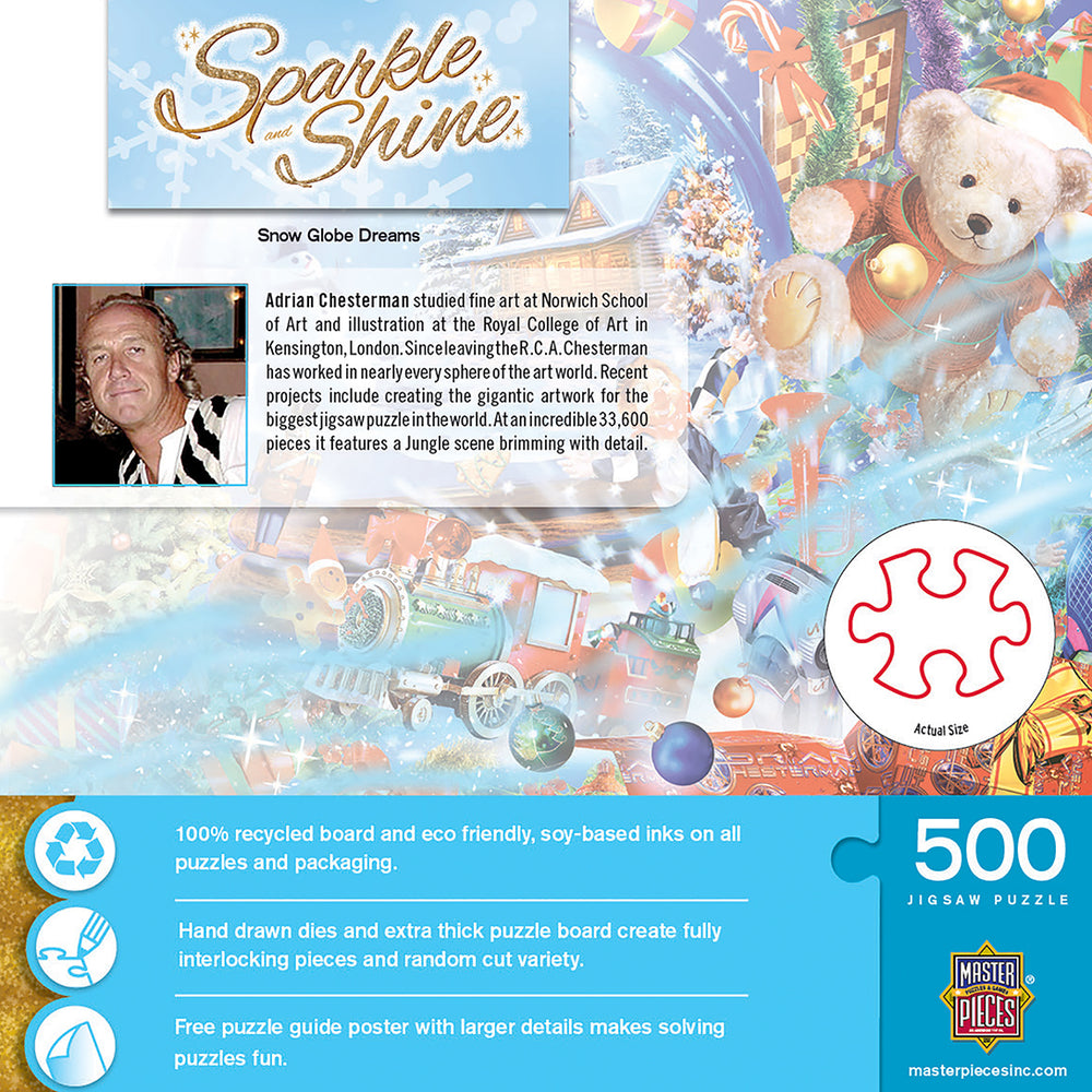 Puzzle Masterpieces:  500 Piece Glitter Holiday - Snow Globe Dreams