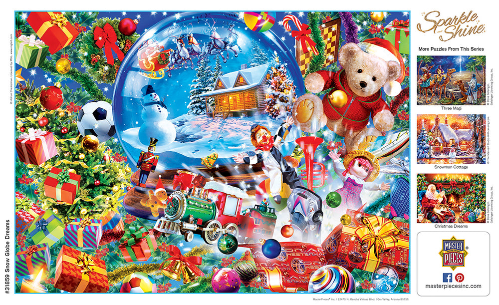 Puzzle Masterpieces:  500 Piece Glitter Holiday - Snow Globe Dreams