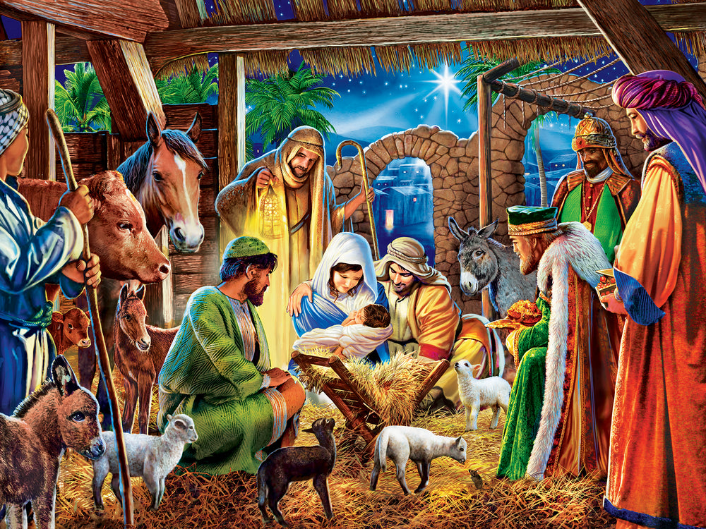 Puzzle Masterpieces:  300 Piece EzGrip Holiday - Away in a Manger