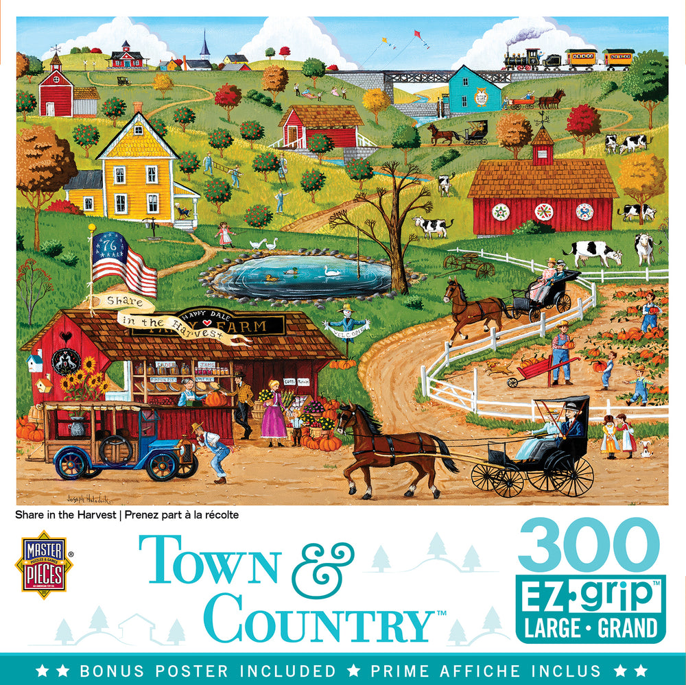Puzzle Masterpieces:  300 Piece EZGrip Town & Country - Share in the Harvest