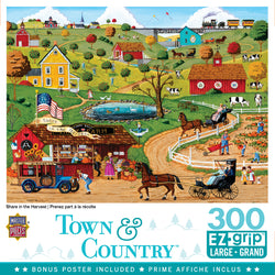 Puzzle Masterpieces:  300 Piece EZGrip Town & Country - Share in the Harvest