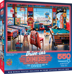 Puzzle Masterpieces:  550 Piece Drive-Ins, Diners and Dives - Pockets Pool & Pub