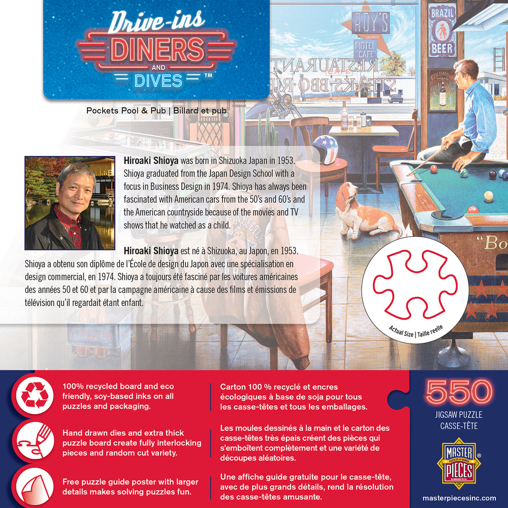 Puzzle Masterpieces:  550 Piece Drive-Ins, Diners and Dives - Pockets Pool & Pub