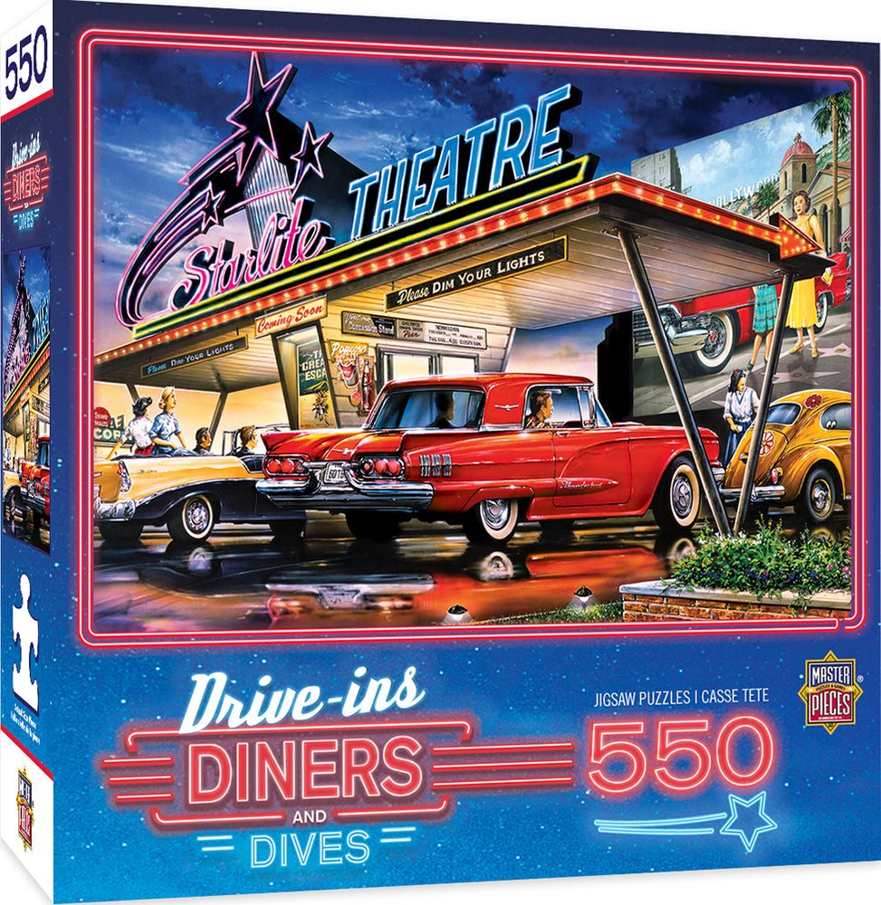 Puzzle Masterpieces:  550 Piece Drive-Ins, Diners and Dives - Starlite Drive-In