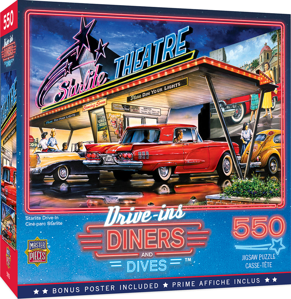 Puzzle Masterpieces:  550 Piece Drive-Ins, Diners and Dives - Starlite Drive-In