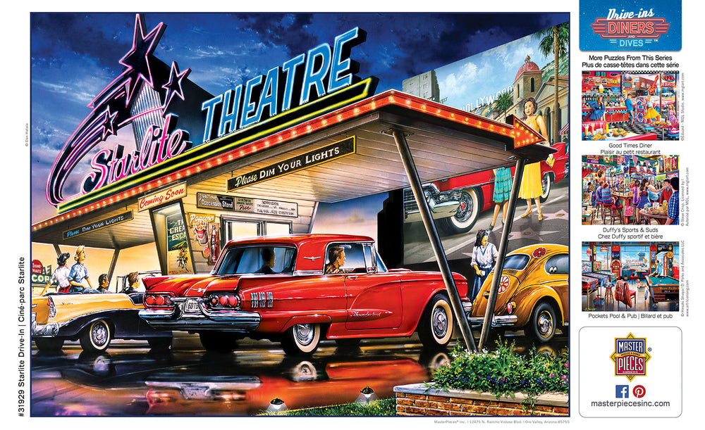 Puzzle Masterpieces:  550 Piece Drive-Ins, Diners and Dives - Starlite Drive-In