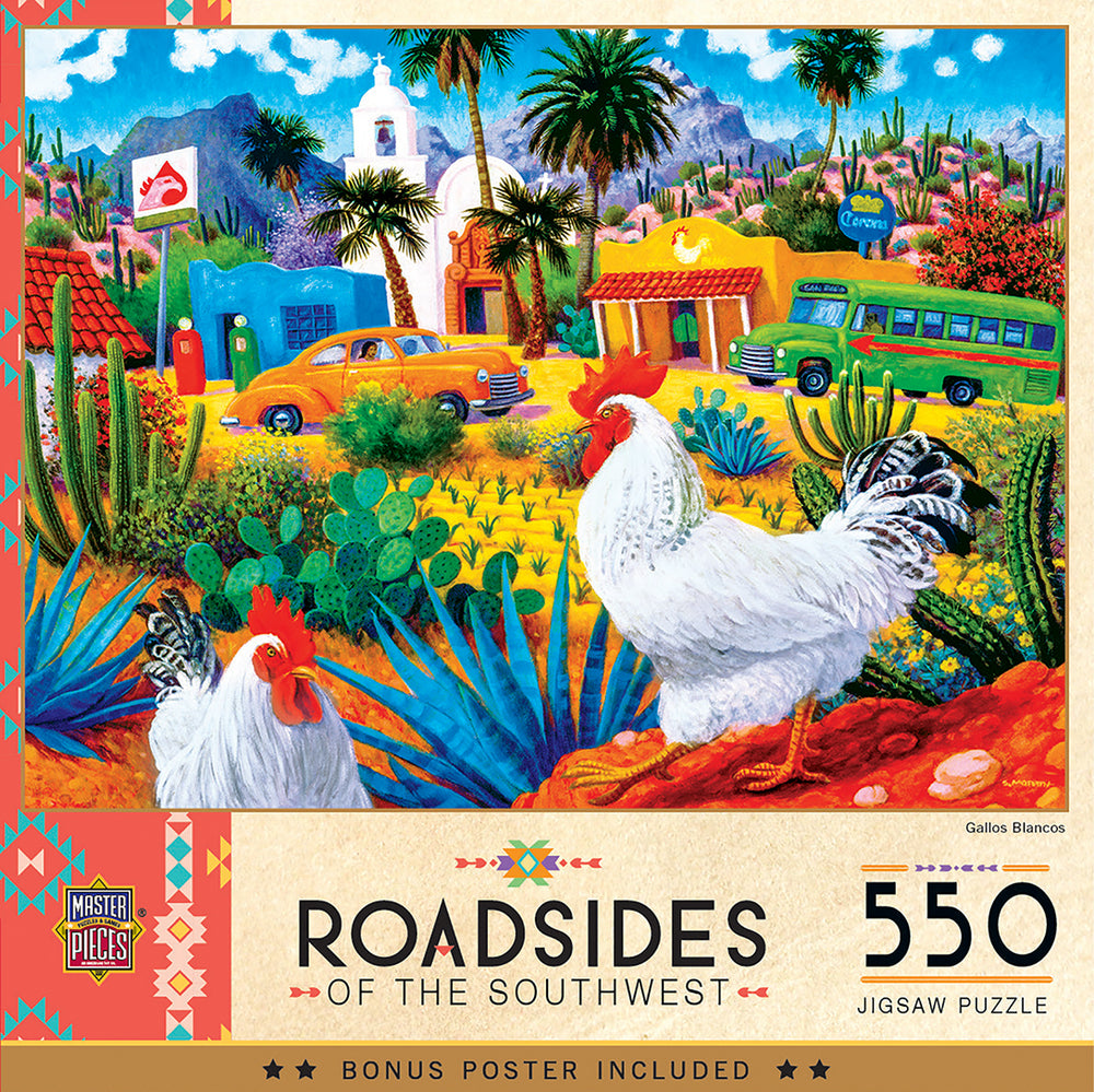 Puzzle Masterpieces:  550 Piece Roadsides of the Southwest - Gallos Blancos