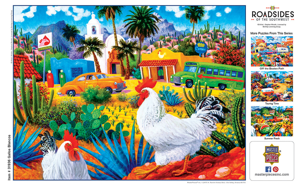 Puzzle Masterpieces:  550 Piece Roadsides of the Southwest - Gallos Blancos