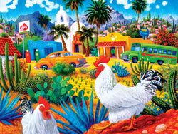 Puzzle Masterpieces:  550 Piece Roadsides of the Southwest - Gallos Blancos