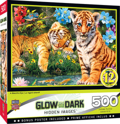 Puzzle Masterpieces:  500 Piece Hidden Images Glow In The Dark - A Watchful Eye