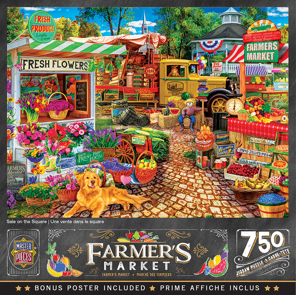 Puzzle Masterpieces:  750 Piece Farmer's Market - Sale on the Square