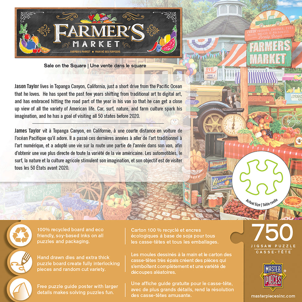 Puzzle Masterpieces:  750 Piece Farmer's Market - Sale on the Square