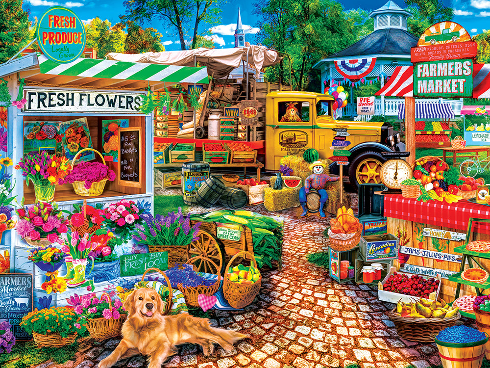 Puzzle Masterpieces:  750 Piece Farmer's Market - Sale on the Square