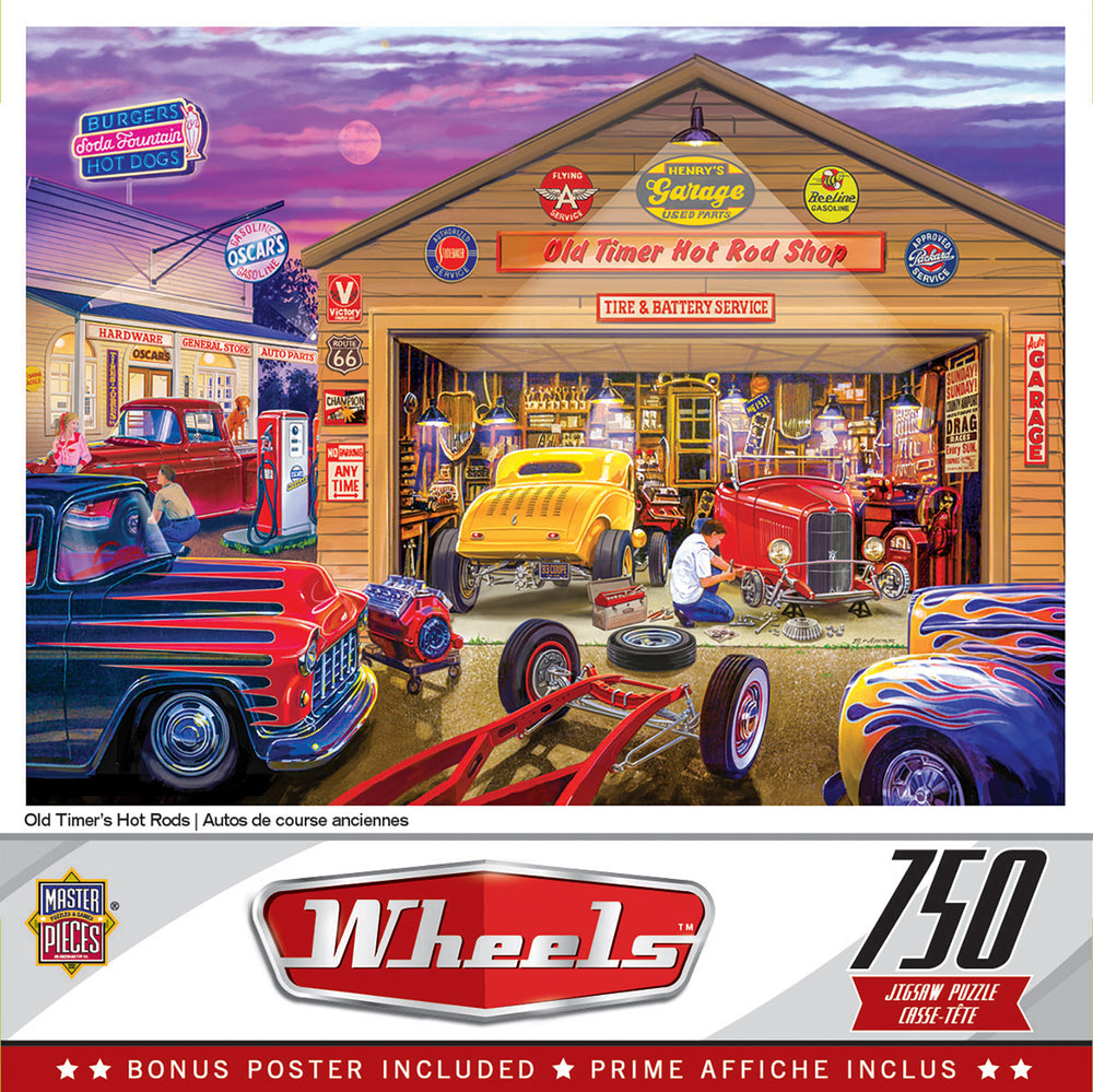 Puzzle Masterpieces:  750 Piece Wheels - Old Timer's Hot Rods