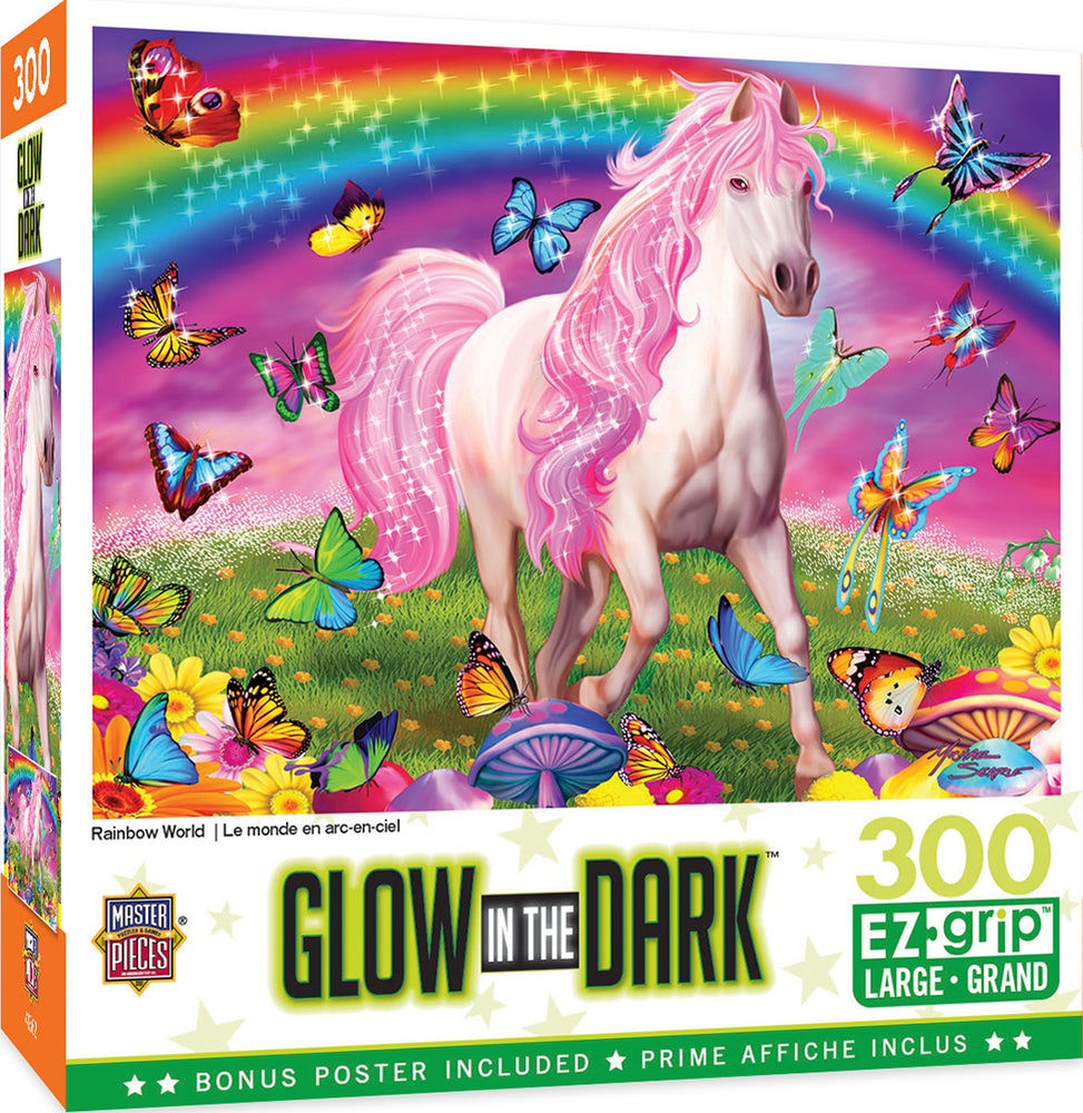 Puzzle Masterpieces:  300 Piece EZGRip Glow in the Dark - Rainbow World