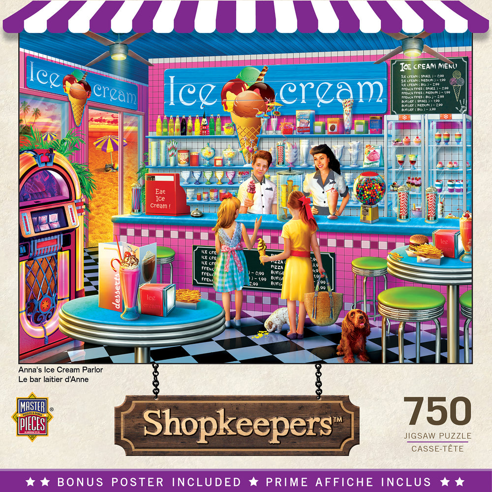 Puzzle Masterpieces:  750 Piece Shopkeepers - Anna's Ice Cream Parlor