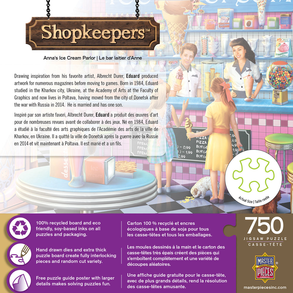 Puzzle Masterpieces:  750 Piece Shopkeepers - Anna's Ice Cream Parlor